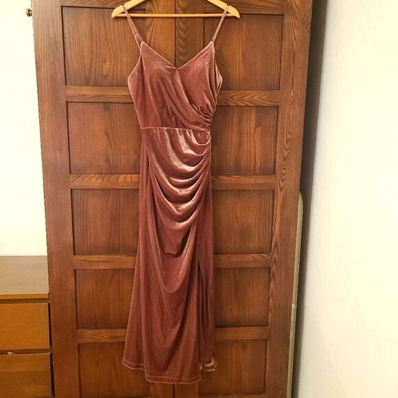 Revelry Rory Dress Dusty Rose Velvet Prom Dress Size 4 - Picture 2 of 7